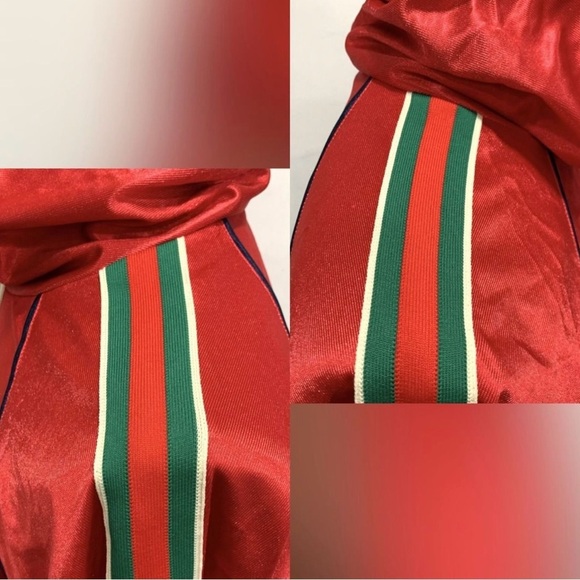 Gucci Shiny Jersey Hooded Sweatshirt With Web 'Red' - Picture 7 of 11